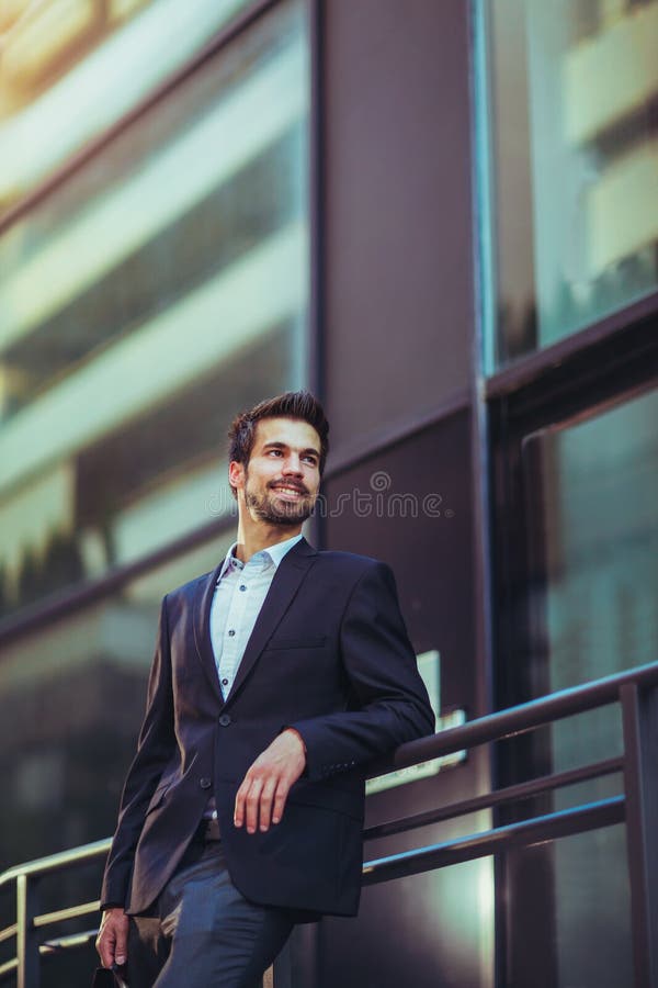 Portrait of a young happy businessman outside stock photography Portrait of a young happy businessman outside stock photography