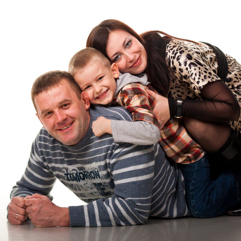 Portrait of a young happy smiling family