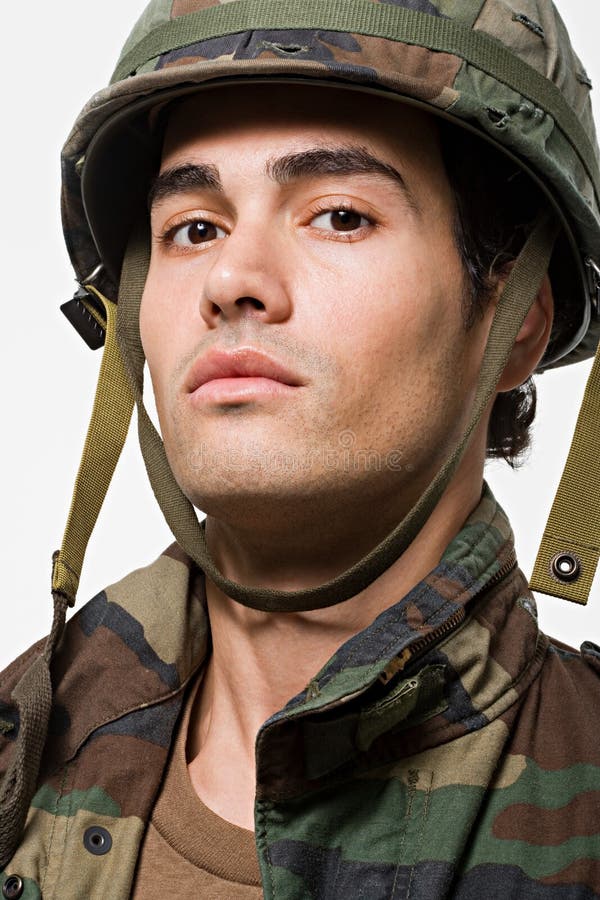 Portrait of young male soldier stock photo Portrait of young male soldier stock photo