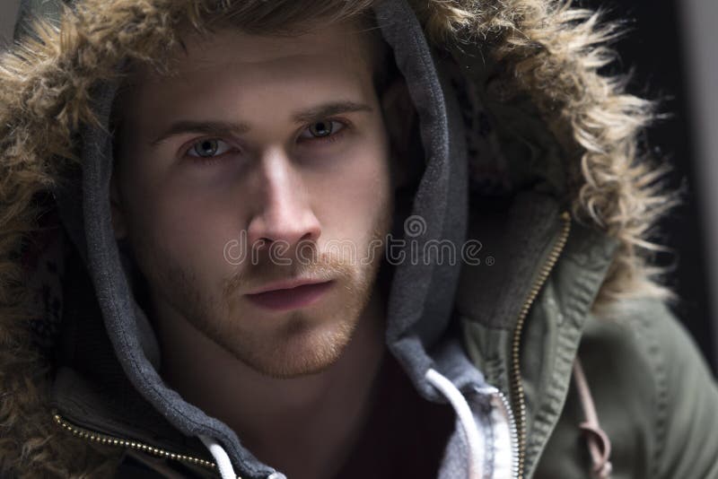 Portrait of a Young Man with His Hood Up Stock Photo Image of urban