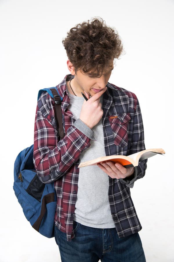 Portrait Of A Young Man Reading Book Stock Photo Image of human