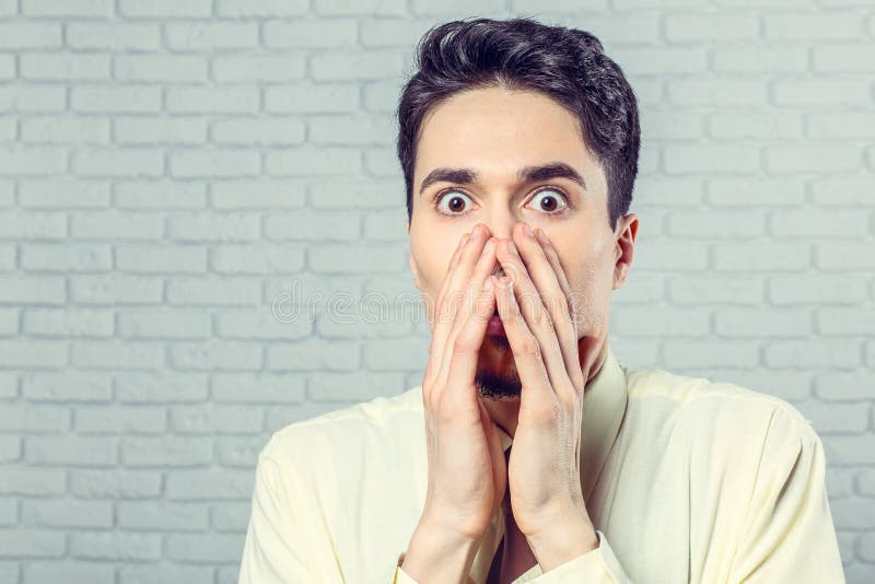 Portrait of Young Man Screaming Stock Image - Image of afraid, mouth ...