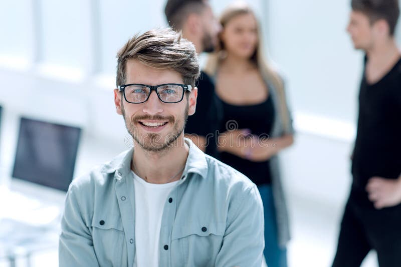 Portrait of Young Men Standing at Office. Stock Photo - Image of ...
