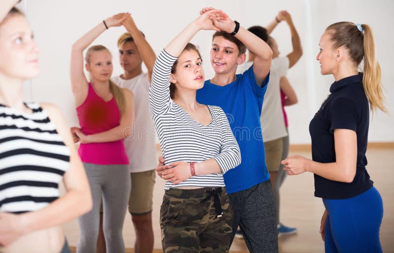 Portrait of Young People Studying of Partner Dance Stock Image - Image