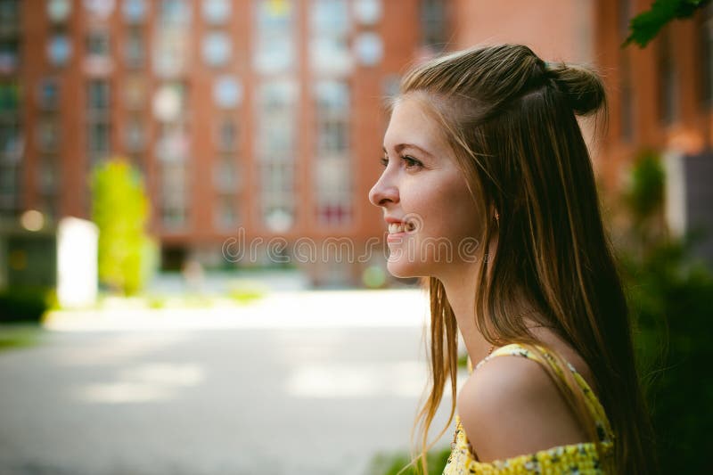 Young beautiful woman, warm summer sunny day royalty free stock photos Young beautiful woman, warm summer sunny day royalty free stock photos