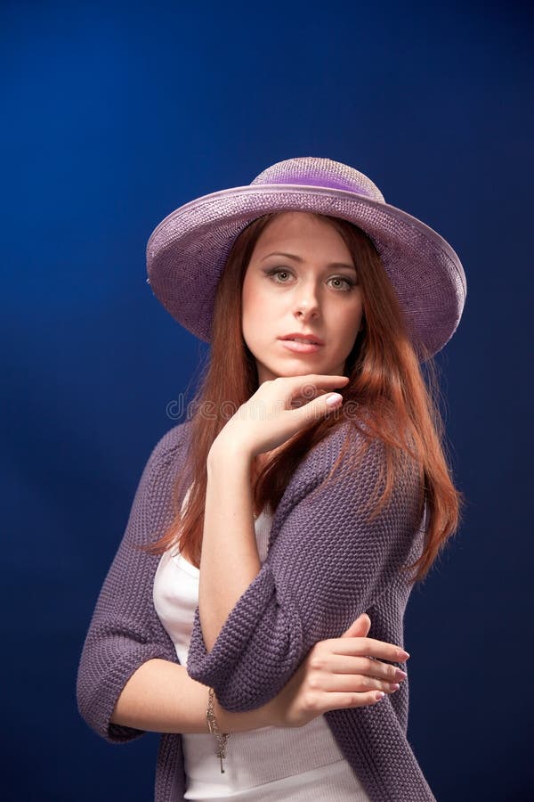 Portrait Of Young Romantic Woman In Hat Stock Image - Image of women