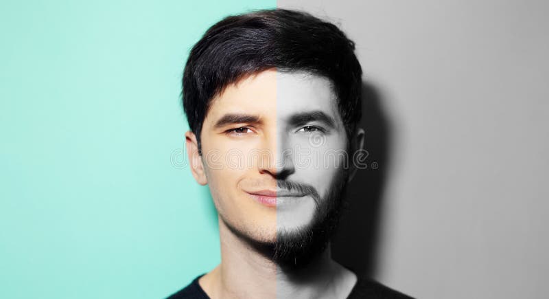 Before And After Portrait Of Young Shaved And Unshaved Guy Half Photo In Black And White And Other In Color Aqua Menthe Color Stock Photo Image Of Contrast Change Before And After Portrait Of Young Shaved And Unshaved Guy Half Photo In Black And White And Other In Color Aqua Menthe Color Stock Photo Image Of Contrast Change