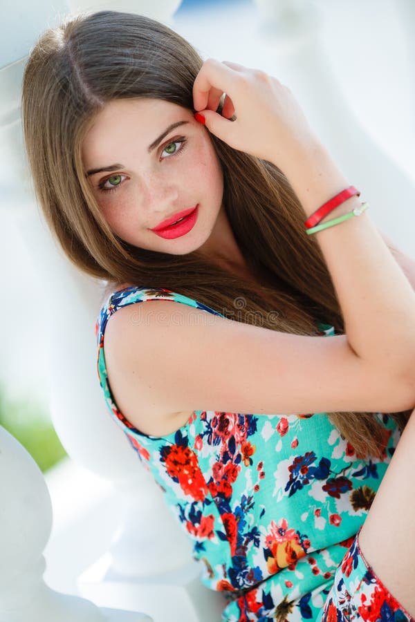 Portrait of Happy Young Woman Signing Card on Christmas Present Stock ...