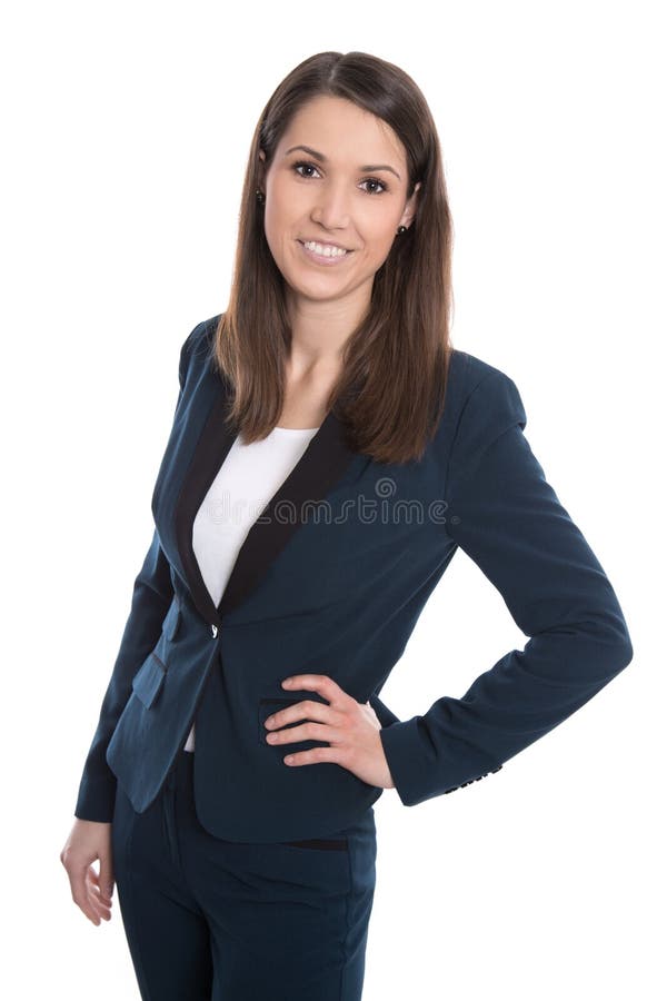 Portrait of a Young Smiling Business Woman Isolated on White Stock ...