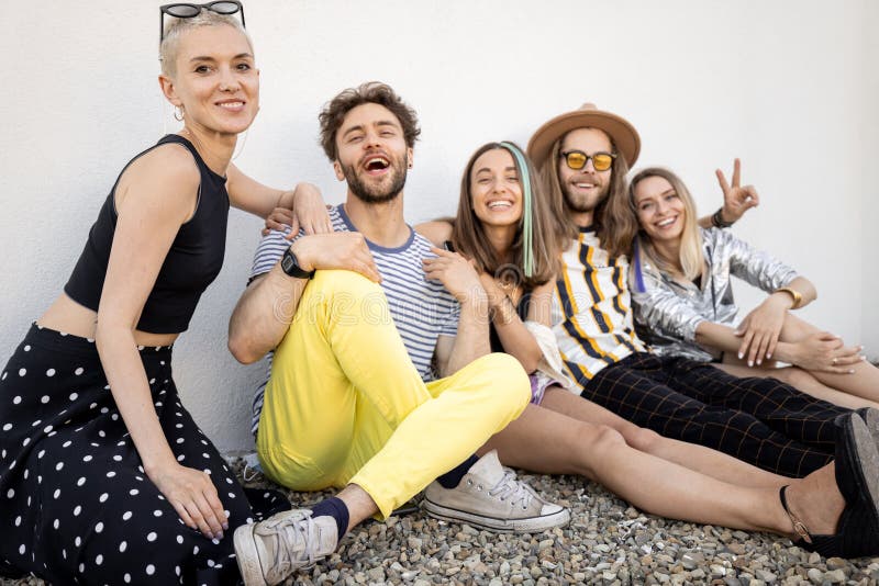 Portrait of a young stylish people outdoors