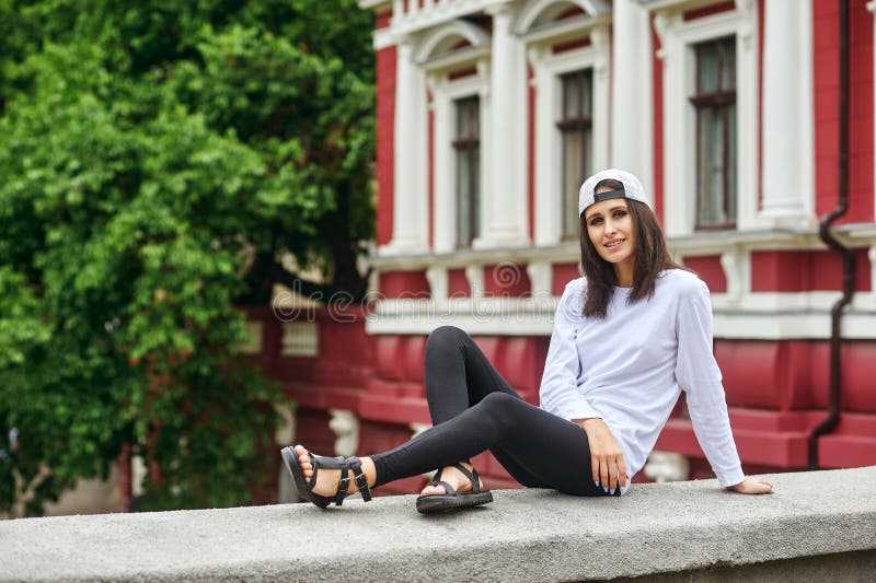 Portrait of a young woman on a city street royalty free stock image Portrait of a young woman on a city street royalty free stock image