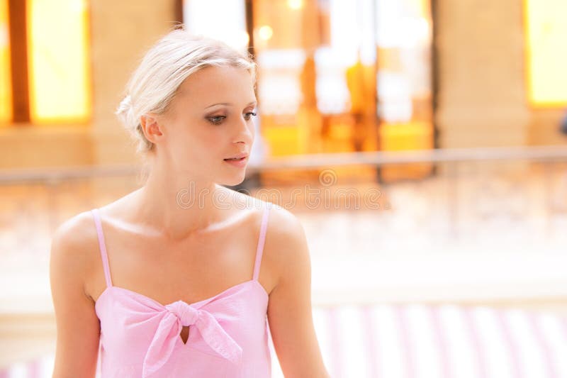 Portrait of young woman in an interior stock images Portrait of young woman in an interior stock images