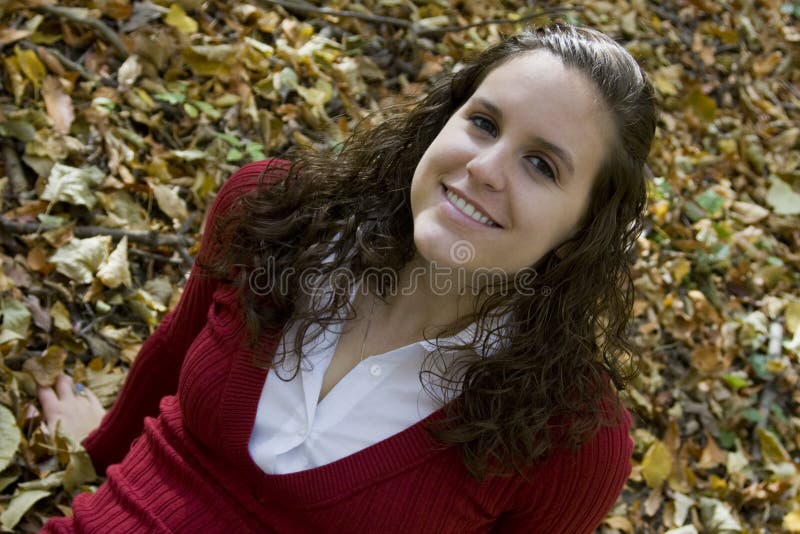 Portrait of a Young Woman in Leaves