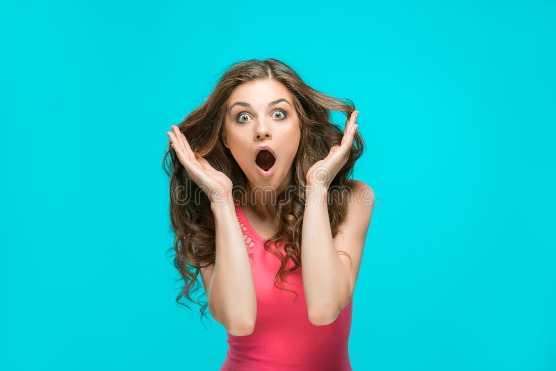 Portrait Of Young Woman With Shocked Facial Expression Stock Image Image Of Astonishment 