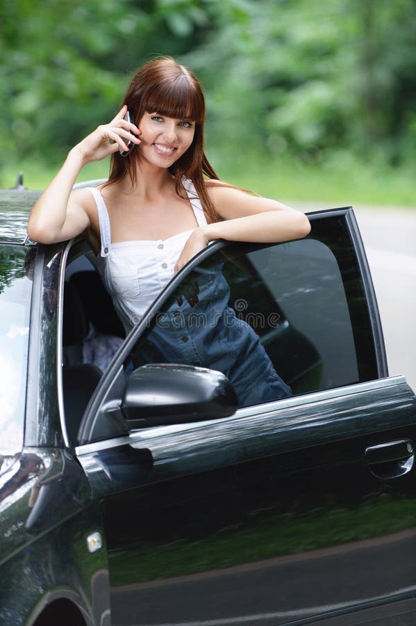 Portrait of young woman speaking on