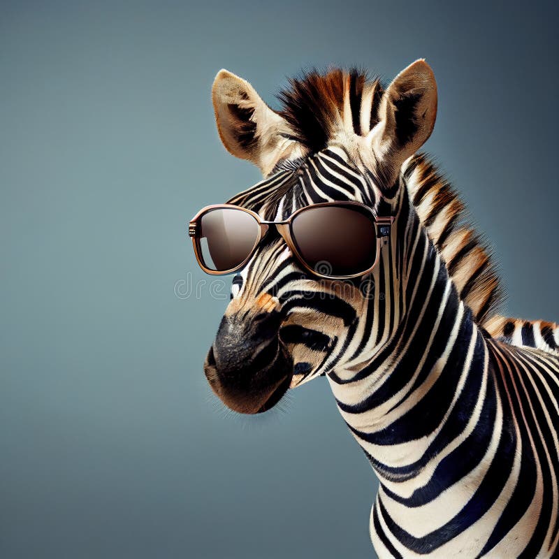 Portrait of a Zebra in Sunglasses Stock Illustration Illustration of