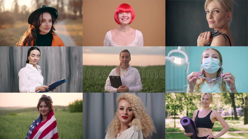 Portraits de femmes différentes banque de vidéos