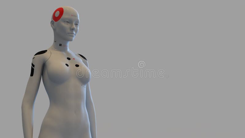 portraits of a female robot on a neutral background