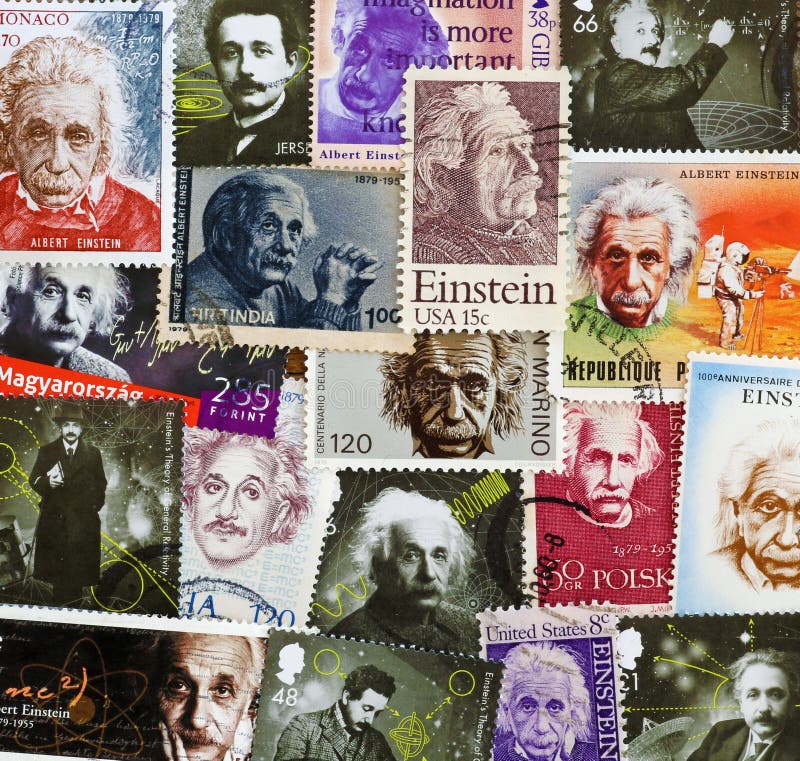 Portraits of physicist Albert Einstein on several postage stamps issued by different countries. Portraits of physicist Albert Einstein on several postage stamps issued by different countries.