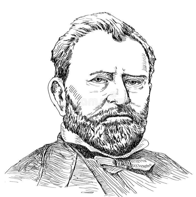 Portraits Of Ulysses S. Grant Stock Vector Illustration