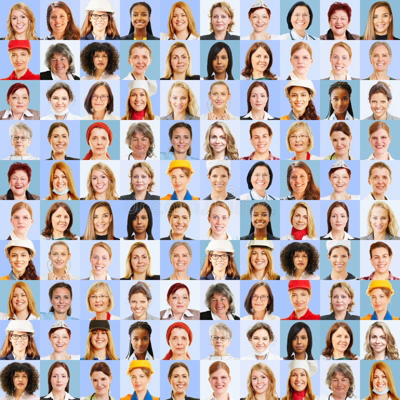 Portraits of women in many different professions stock photo