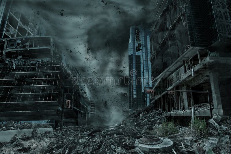 Portrayal of a City Destroyed by Hurricane, Typhoon or Tornado