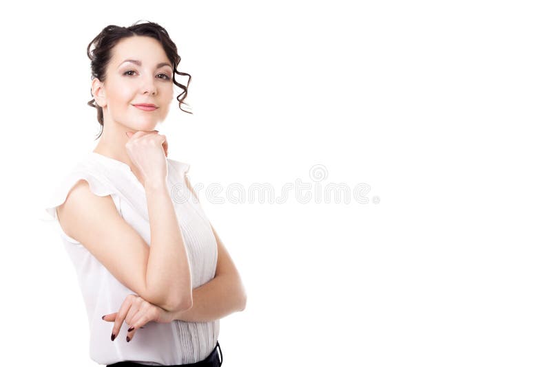 Portret de afaceri pentru femei de la birou tinere pe fond alb royalty free stock photography