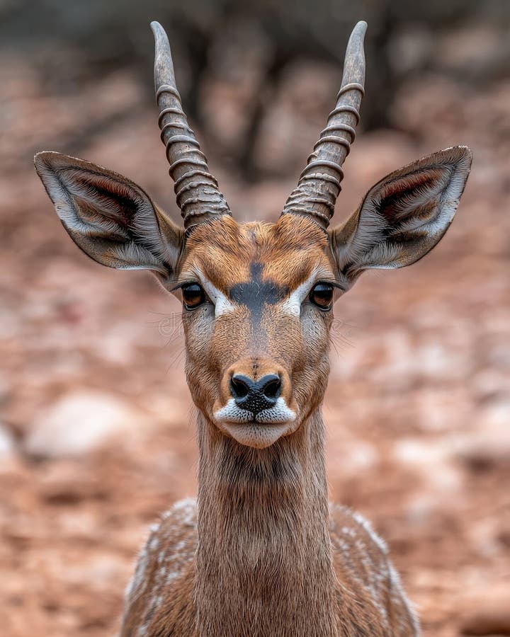 Portret de închidere a unei antilope grațioase cu coarne mari vector illustration