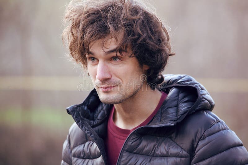 Portret of Handsome Man in a Black Jacket Stock Image Image of forest