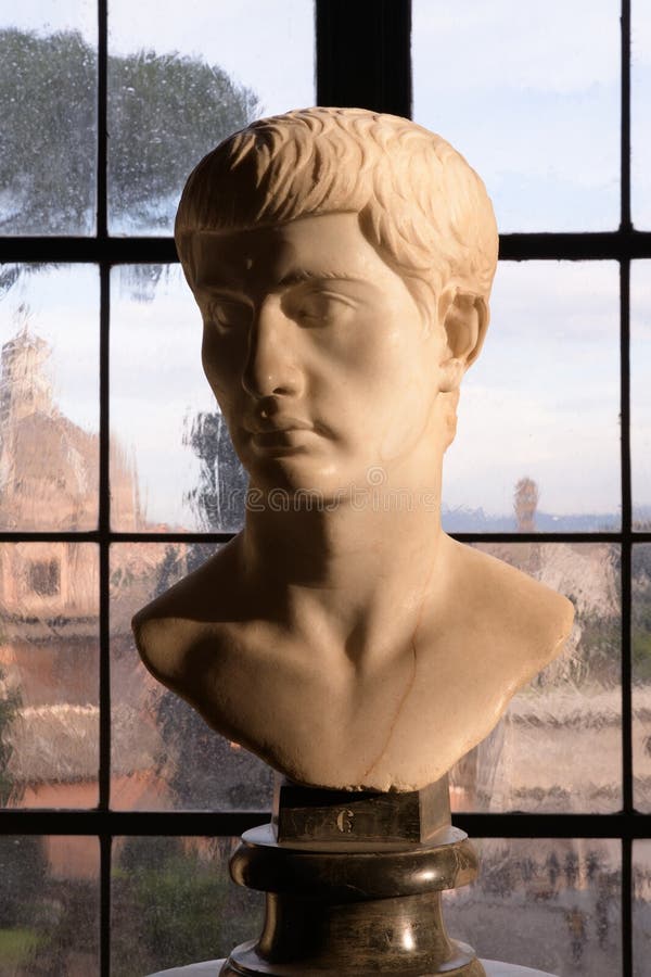 Portrait of Marcellus (nephew of Augustus) in interior of Capitoline Museums, Palazzo Nuovo, Hall of the Emperors (Roma, Musei capitolini, Palazzo Nuovo, Sala degli imperatori. Portrait of Marcellus (nephew of Augustus) in interior of Capitoline Museums, Palazzo Nuovo, Hall of the Emperors (Roma, Musei capitolini, Palazzo Nuovo, Sala degli imperatori