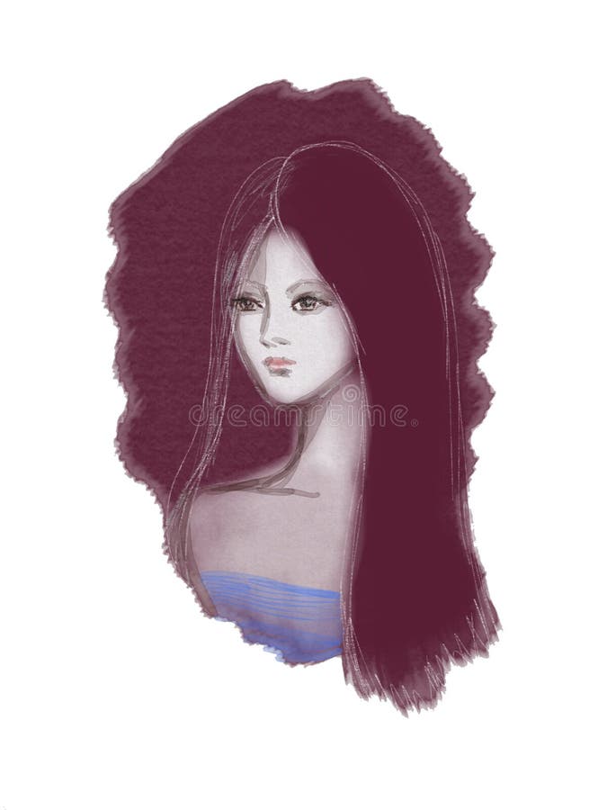 Portret młoda dama na fiołkowym tle rysującym akwarelą i ołówkiem ilustracja wektor Portret młoda dama na fiołkowym tle rysującym akwarelą i ołówkiem ilustracja wektor