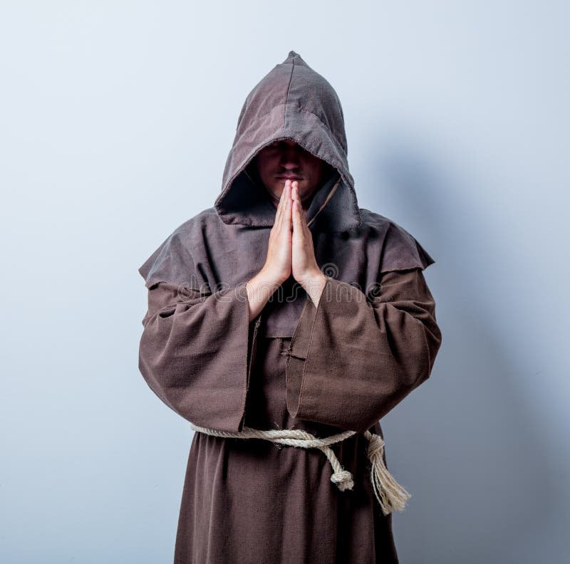 Portrait of Young catholic monk on white background. Portrait of Young catholic monk on white background