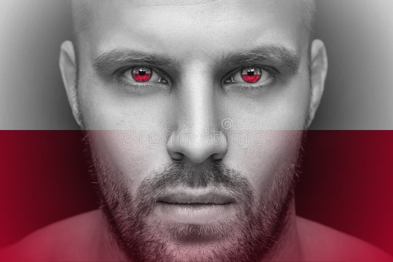 Portret młody poważny mężczyzna, w czyj oczach odbija flaga państowowa zdjęcie royalty free Portret młody poważny mężczyzna, w czyj oczach odbija flaga państowowa zdjęcie royalty free