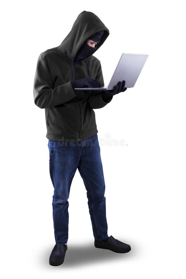 Portret odizolowywający hacker obrazy royalty free Portret odizolowywający hacker obrazy royalty free