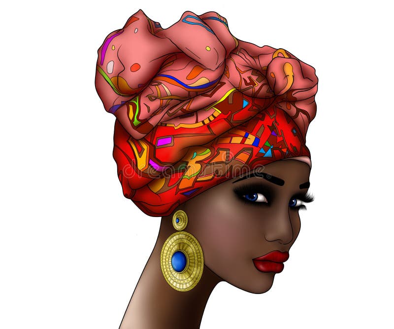 Portret piękna młoda Afrykańska kobieta w czerwonym turbanie
