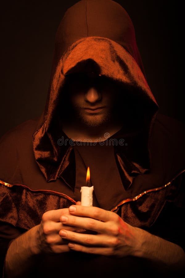 Portrait of mystery unrecognizable monk in robe. Portrait of mystery unrecognizable monk in robe