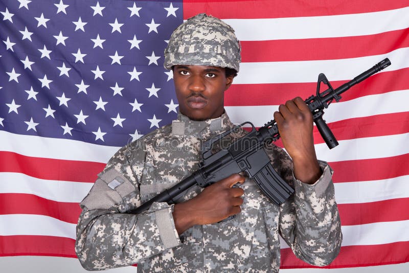 Portret van Amerikaanse Militair royalty-vrije stock foto Portret van Amerikaanse Militair royalty-vrije stock foto