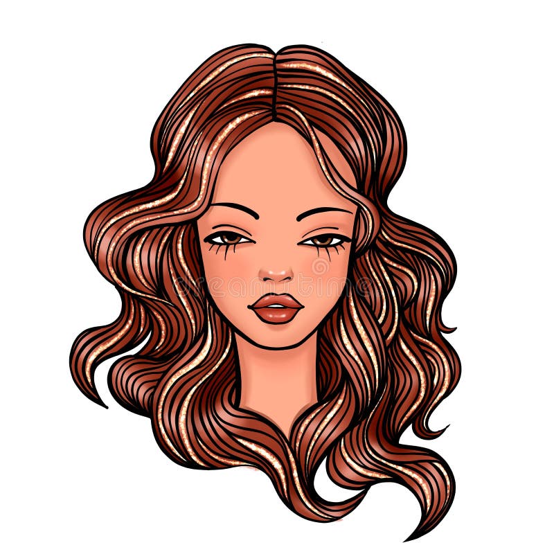 Portret van een jonge vrouw met lang haar stock illustratie Portret van een jonge vrouw met lang haar stock illustratie