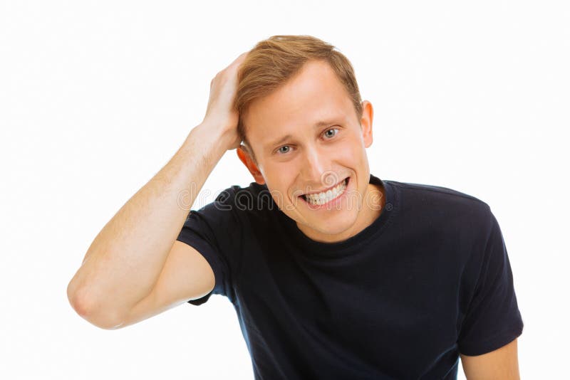 Portret van een positieve blonde jonge mens stock afbeeldingen Portret van een positieve blonde jonge mens stock afbeeldingen