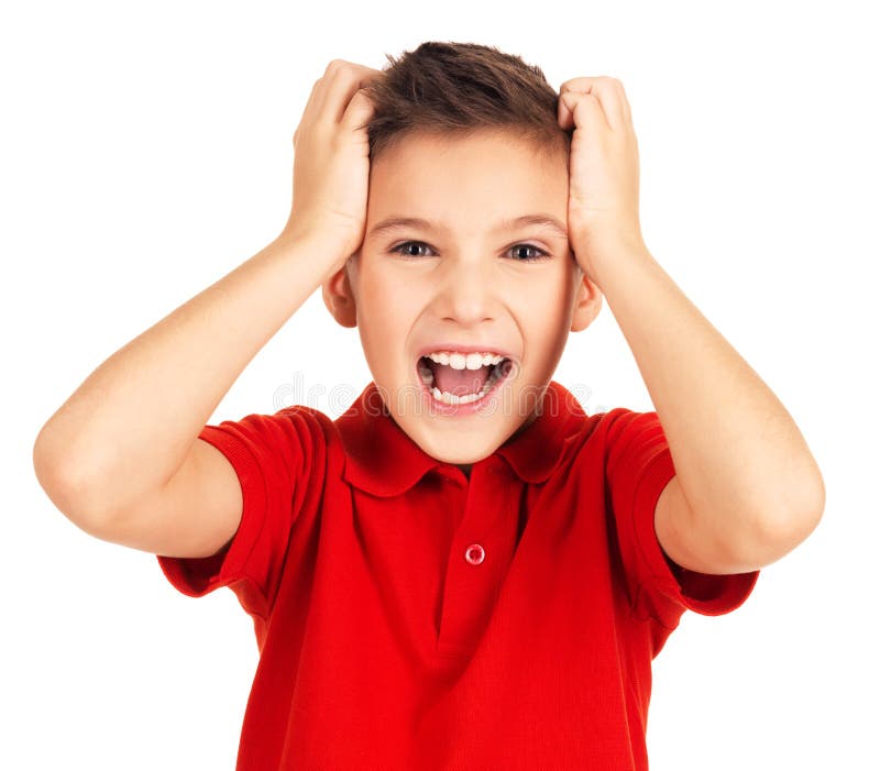 Portret van gelukkige jongen met heldere uitdrukking stock afbeelding Portret van gelukkige jongen met heldere uitdrukking stock afbeelding