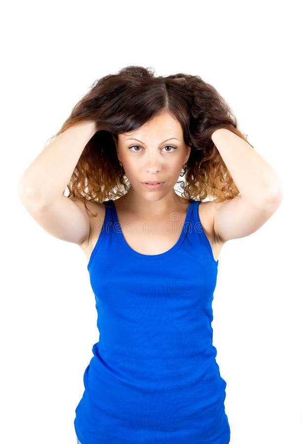 Portret van het jonge meisje met golvend haar stock fotografie Portret van het jonge meisje met golvend haar stock fotografie