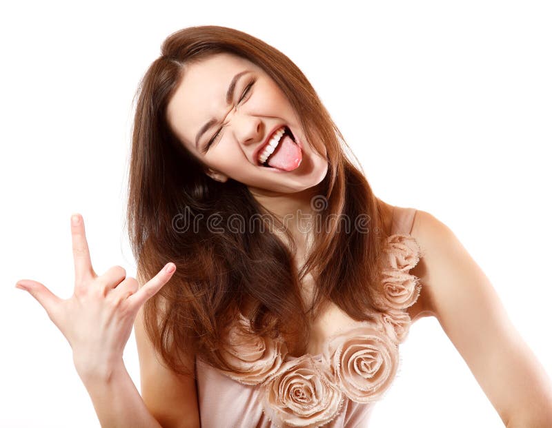 Portret van het mooie het glimlachen tienermeisje gelukkige extatische gesturing royalty-vrije stock afbeeldingen Portret van het mooie het glimlachen tienermeisje gelukkige extatische gesturing royalty-vrije stock afbeeldingen
