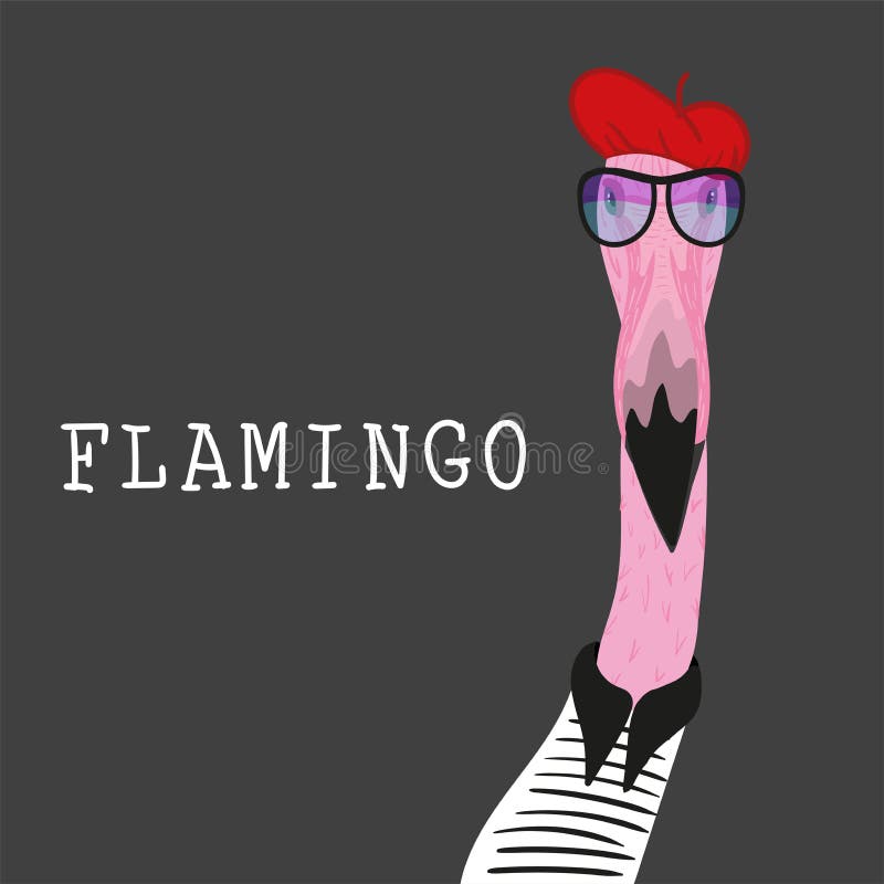 Portret van Hipster-flamingo in rode barret vector illustratie Portret van Hipster-flamingo in rode barret vector illustratie