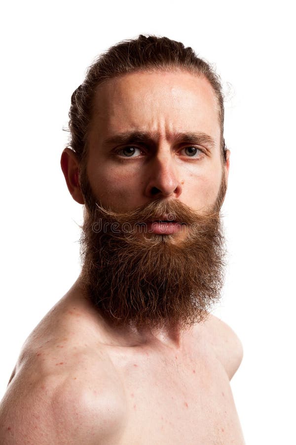 Portret van koel hipster met lange baard over witte achtergrond royalty-vrije stock afbeeldingen Portret van koel hipster met lange baard over witte achtergrond royalty-vrije stock afbeeldingen