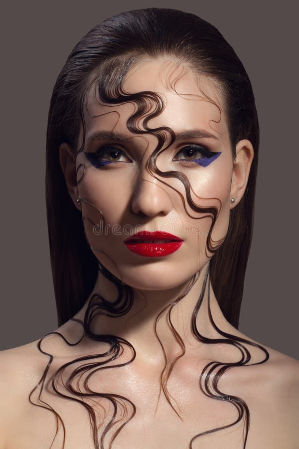 Portret van Mooie Vrouw Fantasiesamenstelling stock fotografie Portret van Mooie Vrouw Fantasiesamenstelling stock fotografie