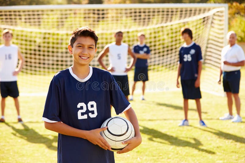 Portret van Speler in het Team van het Middelbare schoolvoetbal