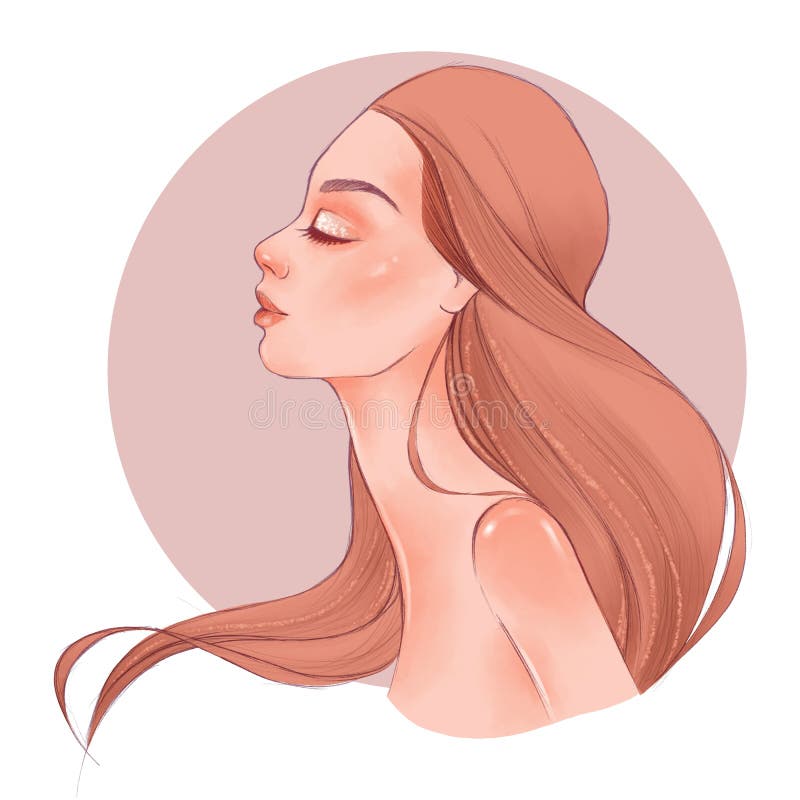 Portret van vrij jonge vrouw in profielmening stock illustratie Portret van vrij jonge vrouw in profielmening stock illustratie