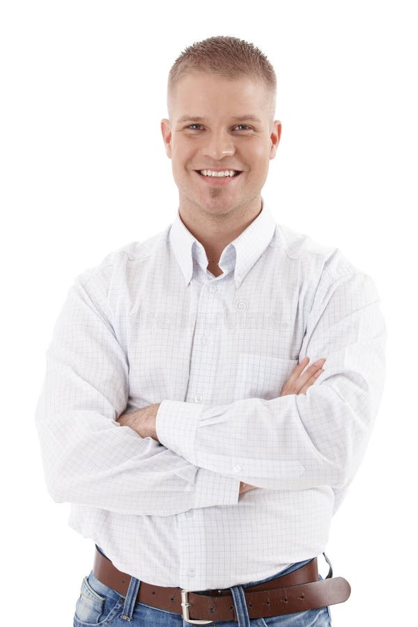 Portretul comercial ocazional al unui bărbat chipeș stock photo