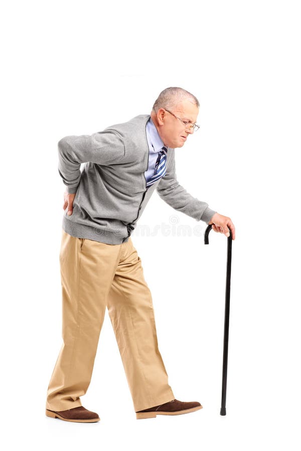 Portretul de lungime completă al unui domn senior care merge cu bastonul și royalty free stock photos