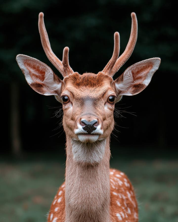 Portretul unui cerb tânăr cu coarne royalty free illustration